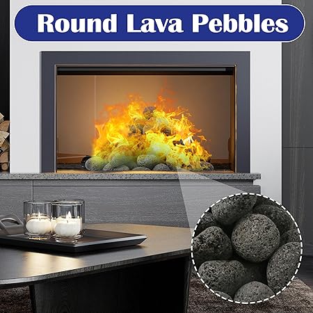 Sunnyglade 10LBS Black Lava Rocks for Fire Pit 1-2 inch Gas Fireplace Rocks, Black Lava Pebbles for Propane Fire Pit, Decorative Volcanic Stone for Outdoor  Indoor Gas Fireplace (10, Pounds)