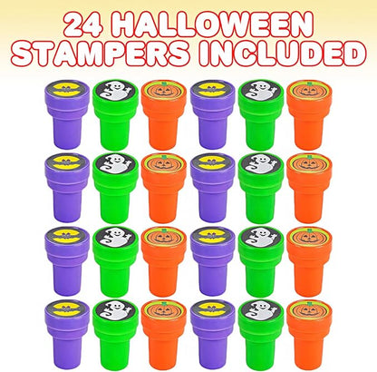 ArtCreativity Halloween Stampers for Kids, Pack of 24 Assorted Pre-Inked Stampers, Best for Halloween Party Favors, Goodie Bag Fillers, Non-Candy Halloween Treats, Trick or Treat Supplies