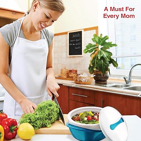Pinnacle Large Insulated Casserole Dish with Lid 2.6 qt. Elegant Hot Pot Food WarmerCooler -Thermal SoupSalad Serving Bowl Stainless Steel Hot Food ContainerBest Gift Set for Moms Holidays Teal