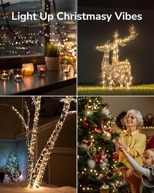 ULG Upgraded 2-Pack 152FT 400 LED Christmas String Lights, Extendable Waterproof Fairy Lights with Memory Function, 8 Modes, Bubble Bulbs, Warm White, Adapter Included for IndoorOutdoor Decor