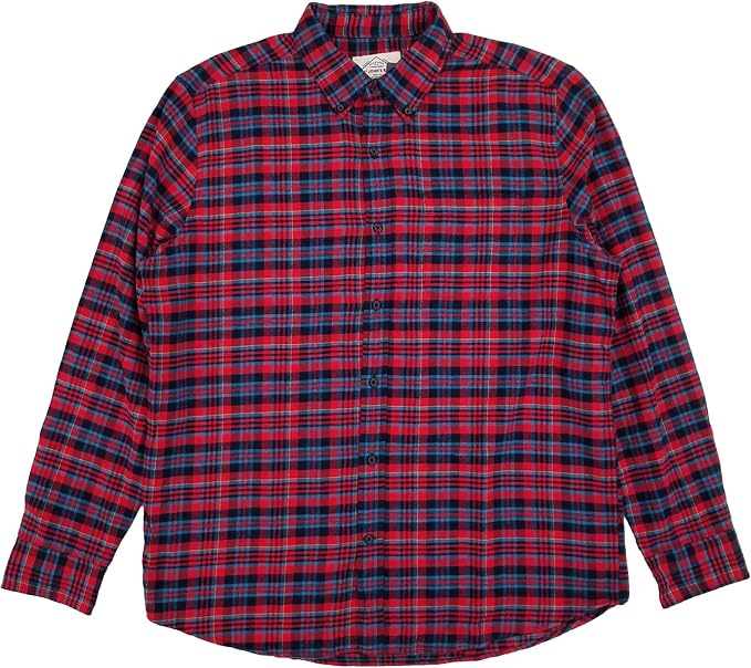 Size medium , the color is plaid green/red/navy blue St. John's Bay Mens Red Blue Plaid Long Sleeve Button-Down Flannel Shirt