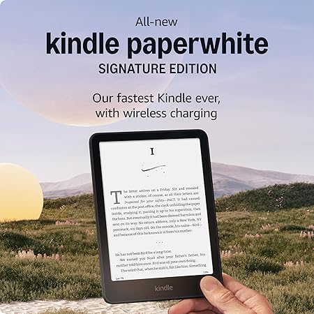 All-new  Kindle Paperwhite Signature Edition (32 GB)  Our fastest Kindle with auto-adjusting front light, wireless charging, and weeks of battery life  Metallic Black