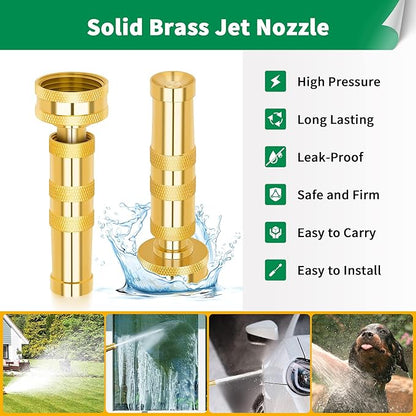 AUTOMAN Brass Hose Nozzle  High Pressure Jet Nozzles 3 Pack, Heavy Duty Sprayer for Garden Hoses, Adjustable Spray Gun,Solid Twist Water Hose Nozzle for Patio, Lawn, Car Wash, Extra 10 Rubber Washers