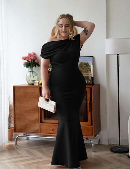 YMDUCH Women's Elegant Sleeveless Off Shoulder Bodycon Long Formal Party Evening Dress.