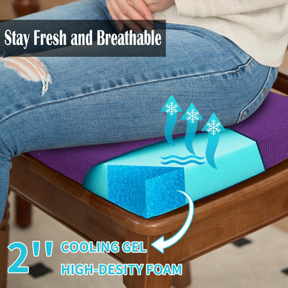 Dining Chair Cushions Set of 2-2" Thick High-Density Foam Chair Pads with Ties and Non-Slip Bottom, Removable Washable Cover for Dining and Kitchen, 17"x16", Purple