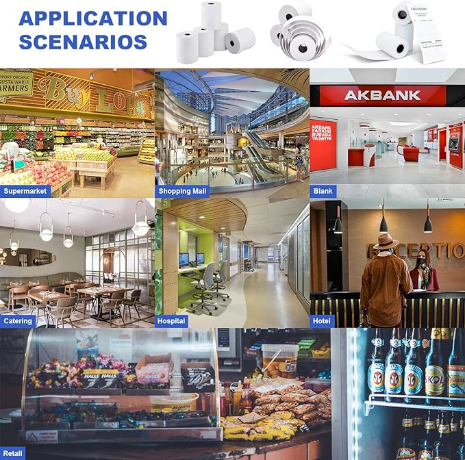 Thermal Paper 3 1/8 x 230ft Pos Receipt Paper, 10 Rolls Cash Register Roll TM-T88 T-20 T-90 SRP-350 370