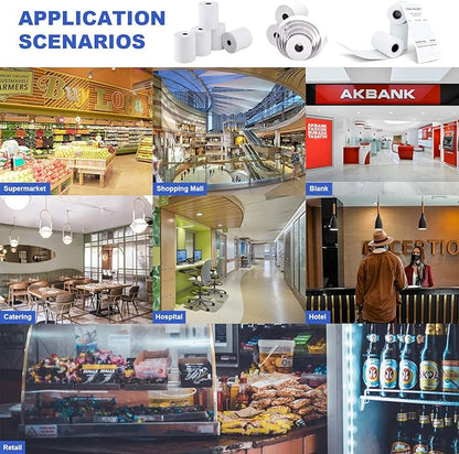 Thermal Paper 3 1/8 x 230ft Pos Receipt Paper, 10 Rolls Cash Register Roll TM-T88 T-20 T-90 SRP-350 370
