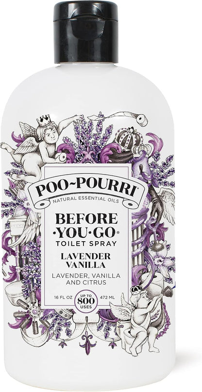 Poo-Pourri Before-You-Go Toilet Spray Refill, Lavender Vanilla,16 Fl Oz, Up to 800 Uses, Bathroom Odor Deodorizer with Essential Oils for Home or Work, Lavender, Vanilla and Citrus Scent