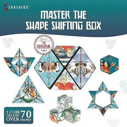 SHASHIBO Avatar The Last Airbender Shape Shifting Box - Award-Winning, Patented Magnetic Puzzle Cube w 36 Rare Earth Magnets - Fidget Transforms Into Over 70 Shapes (Avatar - Air)