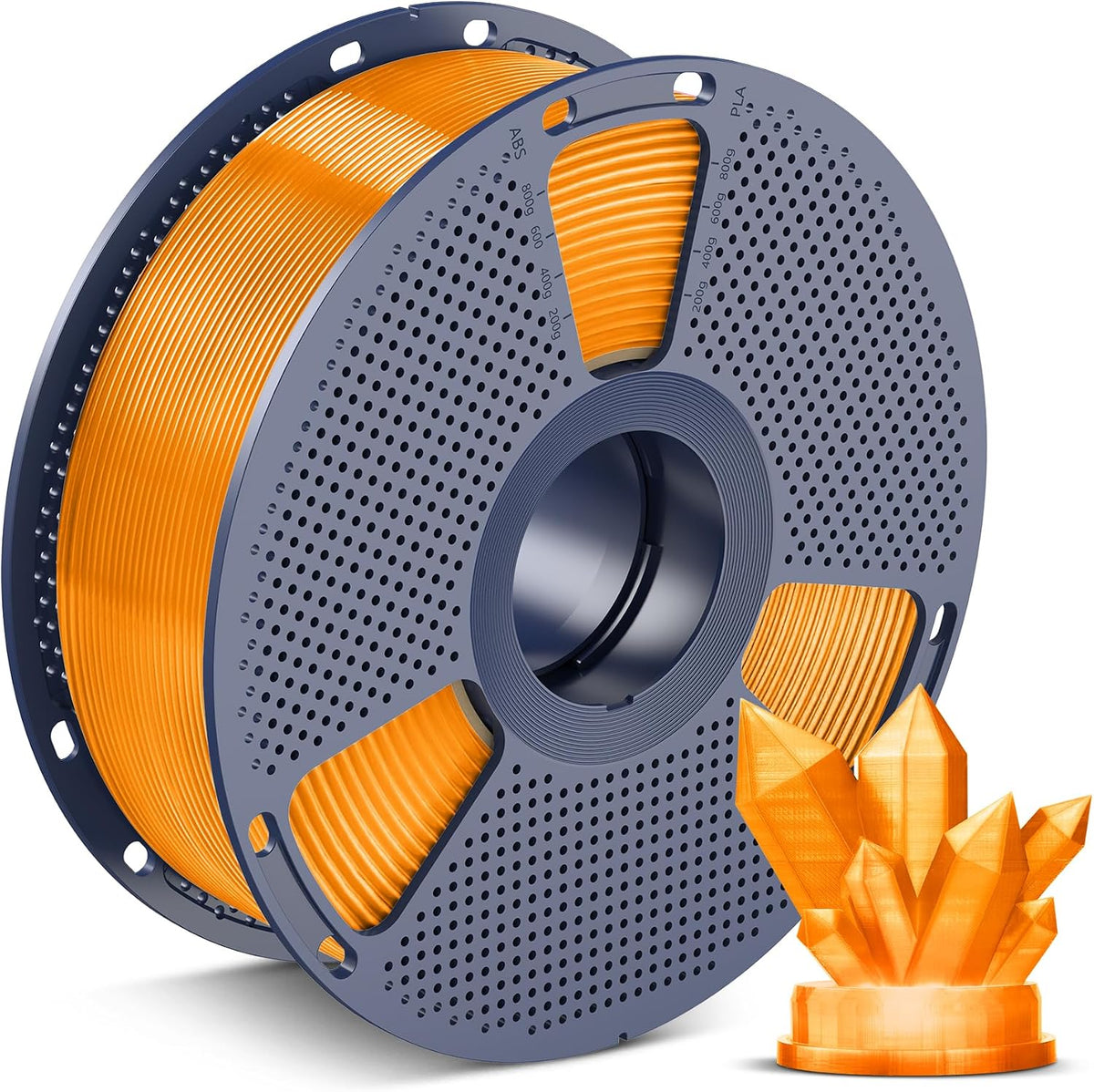 PLA 3D Printer Filament PLA Filament 1.75mm, Neatly Wound 3D Printing Filament 1.75mm, Dimensional Accuracy +/- 0.02 mm, Fit Most FDM 3D Printers, 1kg Spool (2.2lbs), Transparent Orange