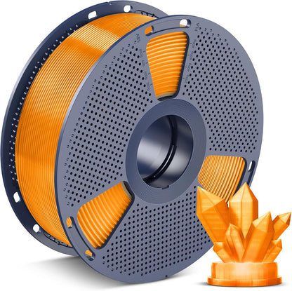 PLA 3D Printer Filament PLA Filament 1.75mm, Neatly Wound 3D Printing Filament 1.75mm, Dimensional Accuracy +/- 0.02 mm, Fit Most FDM 3D Printers, 1kg Spool (2.2lbs), Transparent Orange