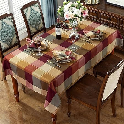 Rectangle Tablecloth 52 x 70 Inch Checkered Table Cloths Spillproof Anti-Shrink Soft and Wrinkle Resistant Decorative Fabric Table Cover for Kitchen Dinning Tabletop Outdoor(RectangleOblong,Red)