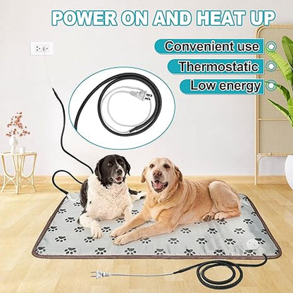 Large Dog Heating Pad 34 x 21in, Electric Heating Pads for Pets, Heated Dog Bed Mats Controller-Free, Automatic Constant Temperature Pet Heating Pad, Whelping Heating Pad