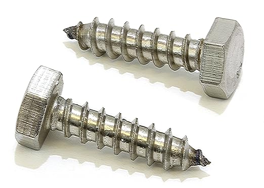 Bolt Dropper 14" x 6" Hex Head Lag Bolt Screws, (10 Pack), 304 (18-8) Stainless Steel Coach BoltsLarge Screws for Wood with Plain Finish