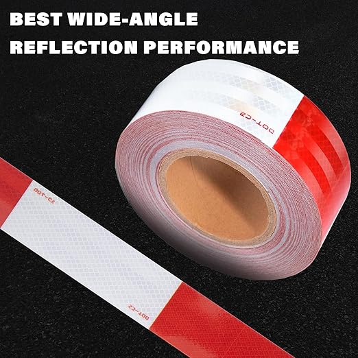 SWRT 2 Inch x 160 Feet DOT-C2 Reflective Tape - Red  White Outdoor Waterproof Conspicuity Tape for Vehicles, Trailers, Boats  Signs