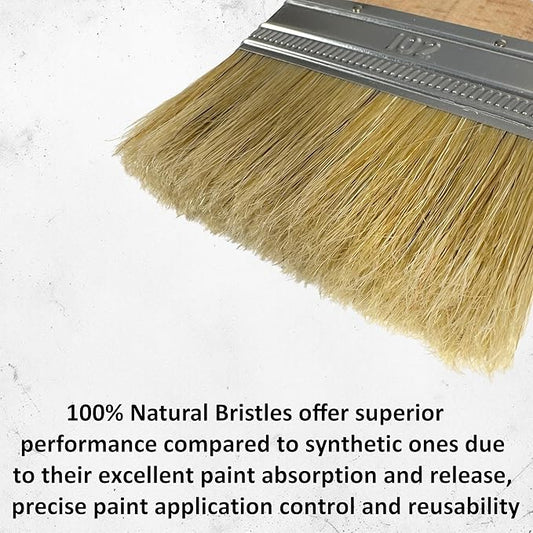 4 Inch Flat Paint Brush - High European Quality - Natural Bristles - for Home, Wood, Walls, Art, Trim  Furniture - for Acrylic, Oil, Stain, Chalk  Latex Paints