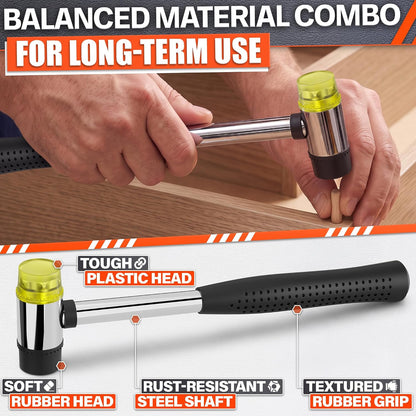 Small Rubber Mallet Hammer – 25 mm Lightweight Double-Sided Rubber and Plastic Head | Non-Slip Ergonomic Grip | Durable, Scratch-Free Tool for Jewelry Making & Repair, Delicate Craft, Furniture Setup