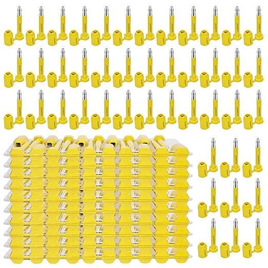 Bolt Seal 100pcs 0325901-032600 Shipping Seal with Print Progressive Numbering for Cargo Containers and Truck Trailers, Yellow