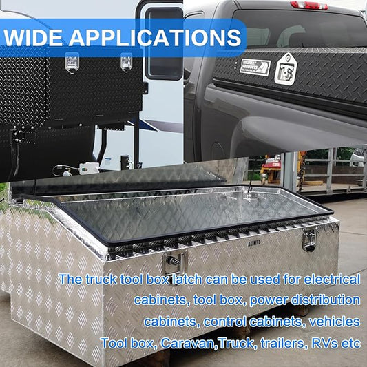 2-Pack Truck Bed Toolbox T-Handle Latches with Lock, 304 Stainless Steel Latch  Gasket, 4 Keys - Heavy Duty Security Lock for RV Trailer, Camper, Truck Tool Box Replacement