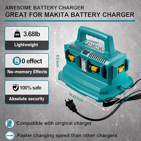 6-Ports Replacement Battery Charger for Makita 18v Battery Charger DC18RC DC18RD, Sequential Charger Compatible with Makita 18v Battery BL1815 BL1830 BL1840 BL1845 BL1850 BL1860