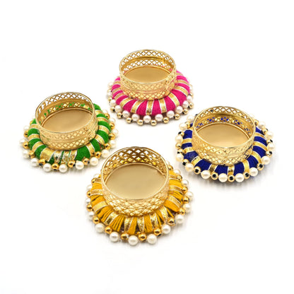 India Gift Hub Multi Color Candle Tea Light Holders Handmade Diyas Home Decor Table Top (Pack of 5)