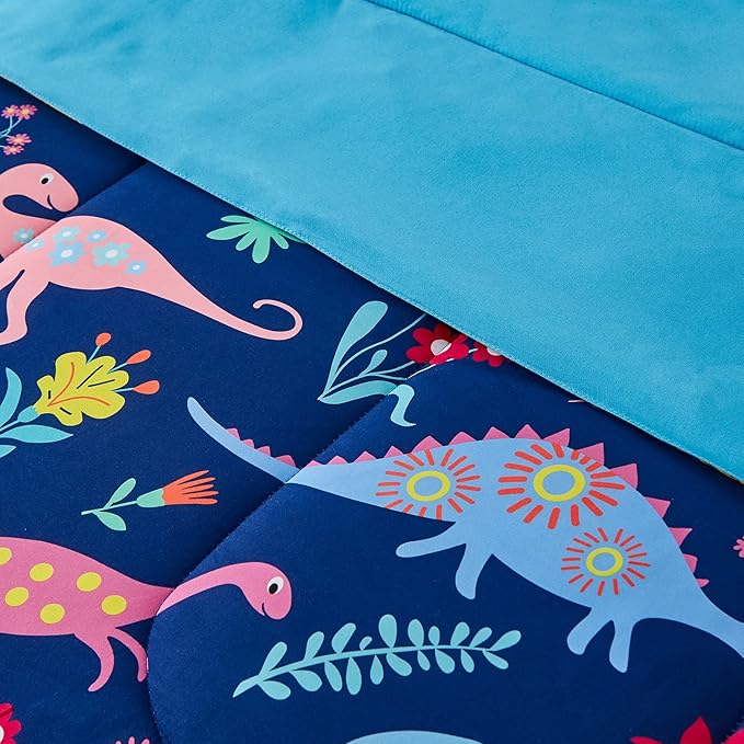 inron Dinosaur Kids Comforter Sets for Boys Girls, Full Size 5 Pieces Bed in a Bag, Ultra Soft Microfiber Comforter and Sheet Sets, All Season Durable Bedding Sets