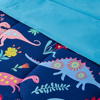 inron Dinosaur Kids Comforter Sets for Boys Girls, Full Size 5 Pieces Bed in a Bag, Ultra Soft Microfiber Comforter and Sheet Sets, All Season Durable Bedding Sets