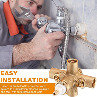2590 Rough In Brass Compatible with Posi-Temp Pressure Balancing Tube Cycling Shower Valve with Stops, 12-Inch IPS Connections, Lead-Free, 1222 Faucet Cartridge