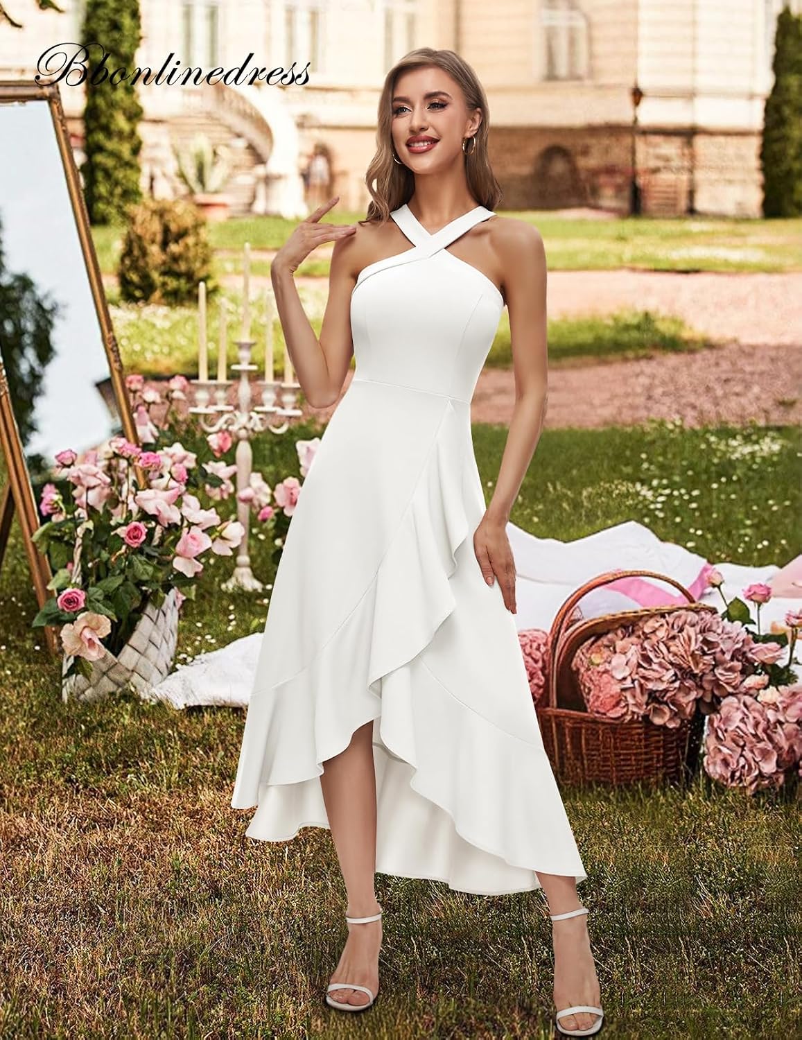 Halter Cocktail Women Dresses Prom Formal Wedding Guest Bridesmaid Ruffled Maxi Hi-Lo Evening Party 2026 Dress