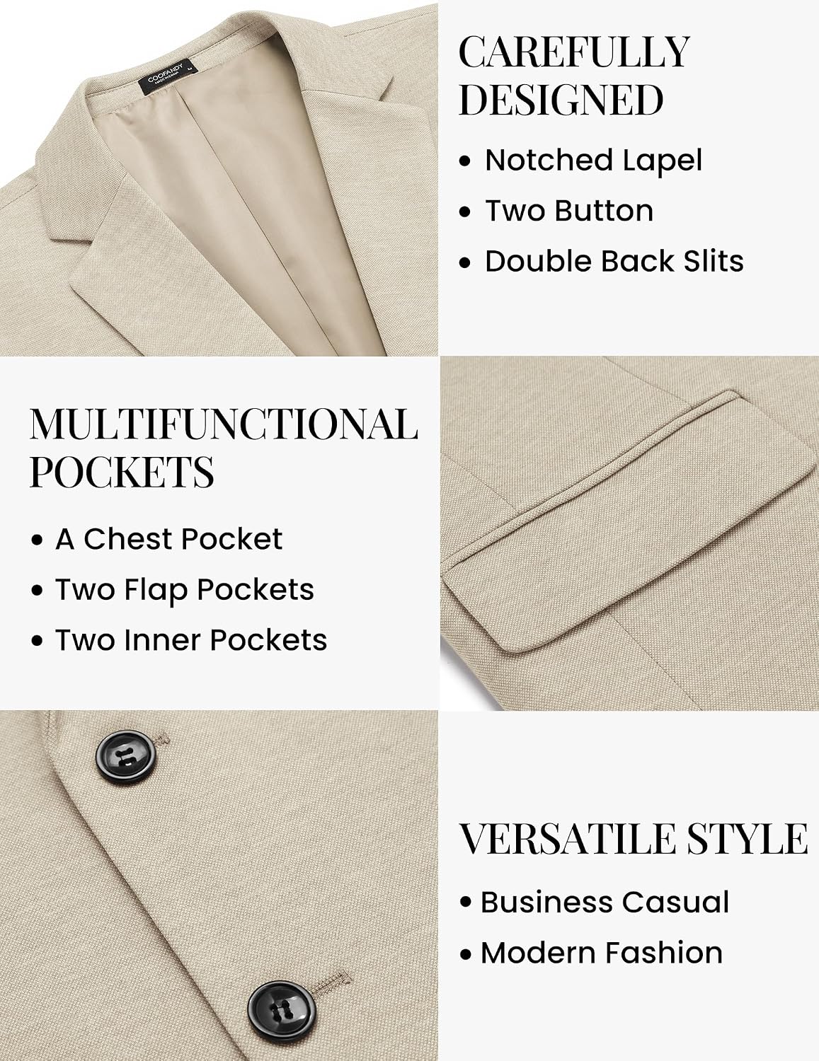 Mens Casual Blazer Knit Sport Coat Lightweight Two Button Suit Jacket