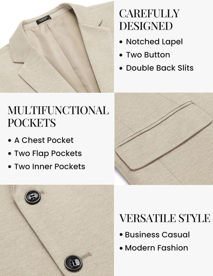 Mens Casual Blazer Knit Sport Coat Lightweight Two Button Suit Jacket