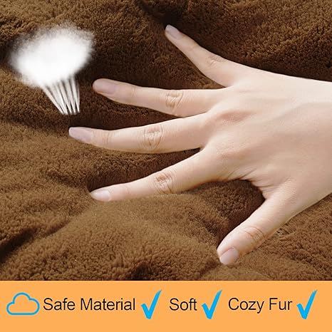 Dog Beds Crate Pad for Large Dogs Fit Metal Dog Crates,Ultra Soft Dog Crate Bed Washable  Anti-Slip Kennel Pad for Dogs Cozy Sleeping Mat,Brown 42inch