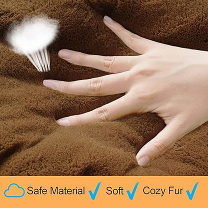 Dog Beds Crate Pad for Large Dogs Fit Metal Dog Crates,Ultra Soft Dog Crate Bed Washable  Anti-Slip Kennel Pad for Dogs Cozy Sleeping Mat,Brown 42inch