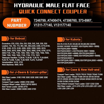 PANGOLIN 7246799 Hydraulic Male Flat Face Quick Connect Coupler 48mm Thread Diameter Hydraulic Coupler for Bobcat T180 T190 T200 T250 T300 T320 Excavator E32 E32i Parts