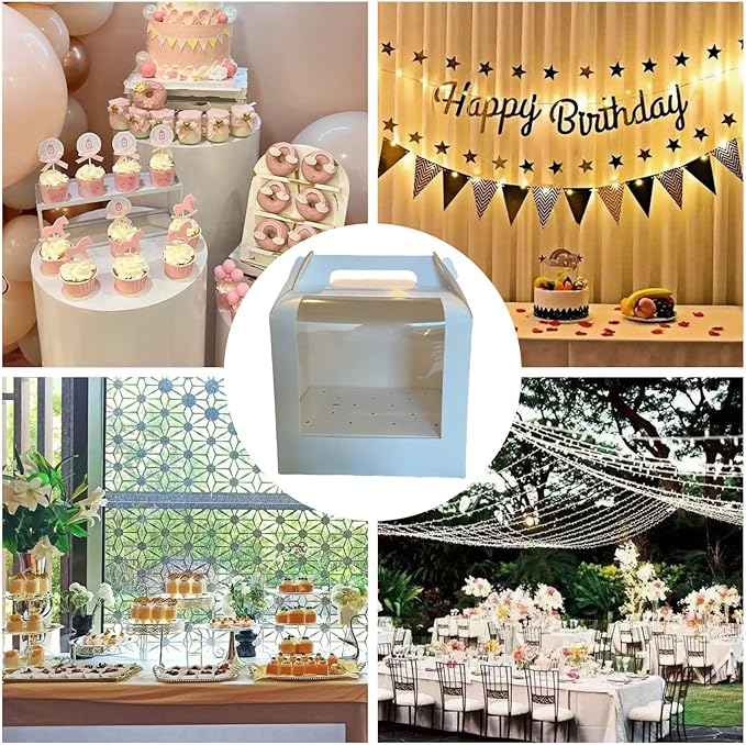 4 PCS Cake Pop Boxes - Portable Cake Pop Holder Boxes with Clear Window, Cake Pop Boxes Holder Packaging with Lid, Cake Display Stand With 33 Hole Positions, White Cake Boxes Packaging