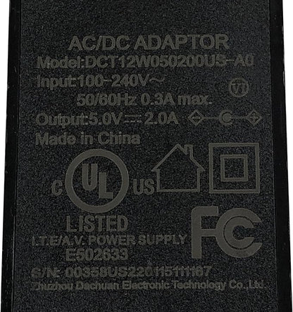 10W ACDC Adapter 5V 2A DCT12W050200US-A0 Power Supply 5.5x2.0 mm