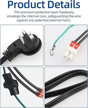 Upgraded Refrigerator Power Cord 3903-001003  3903-000519, Compatible Replacement for Samsung Models (Substitutes 3903-000786, 3903-000796)
