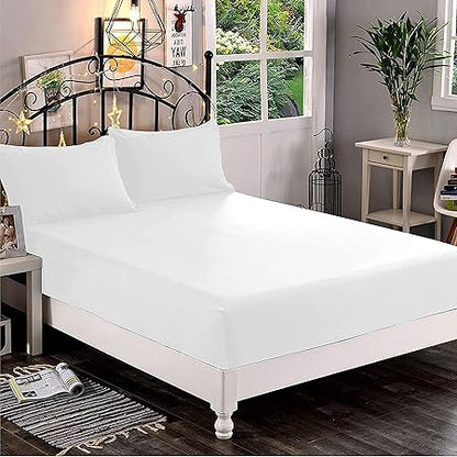 Elegant Comfort 1500 Premium Hotel Quality 1-Piece Fitted Sheet, Softest Quality Microfiber - Deep Pocket up to 16 inch, Wrinkle and Fade Resistant, TwinTwin XL, White