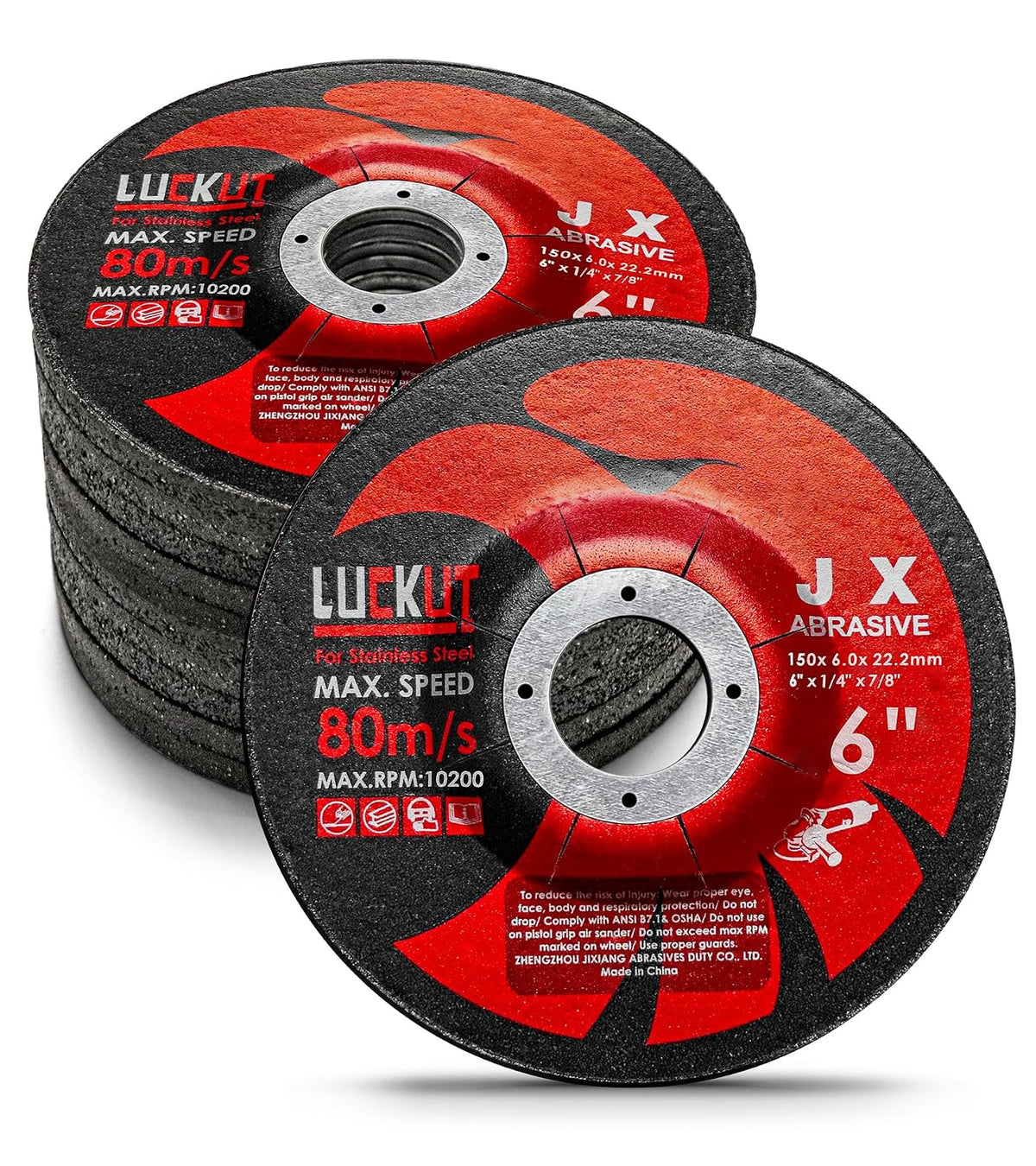 Angle Grinder Metal Discs, 6" x 1/4" x 7/8", 5 Pack