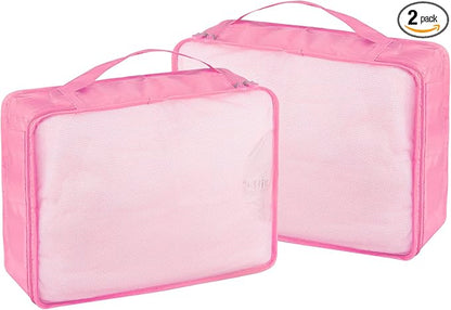 Packing Cubes Set, 2 Pcs Packing Organizers Set for Suitcases (Pink)