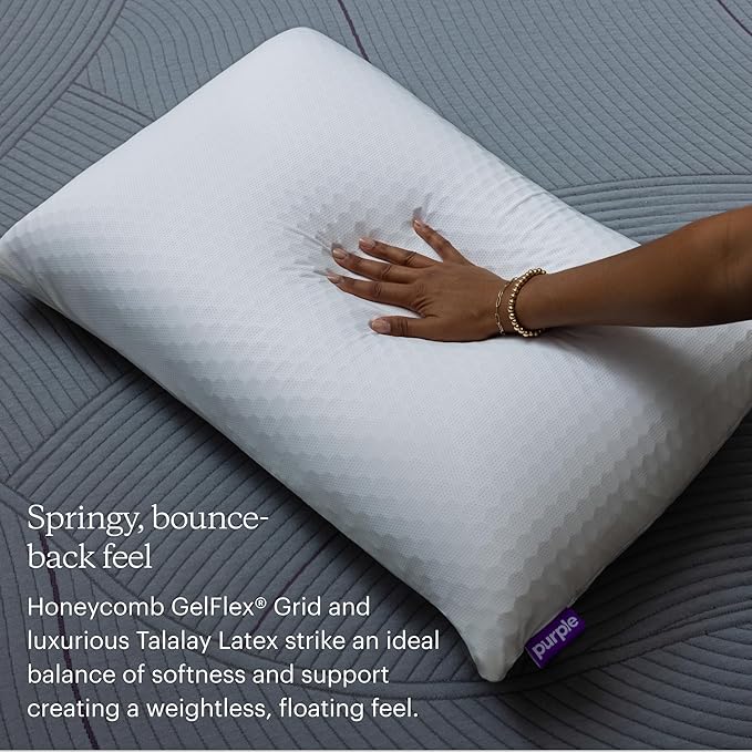 Purple Harmony Pillow - Standard Medium, Greatest Pillow Ever Invented, 360 Hex Grid  Talalay Latex Core - No Pressure Support, Stays Cool, Luxurious Comfort
