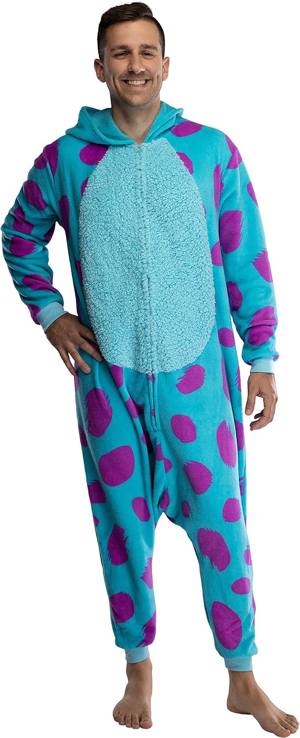 Disney Monsters Inc. Adult Sulley Kigurumi Sherpa Fleece Cosplay Costume One Piece Union Suit