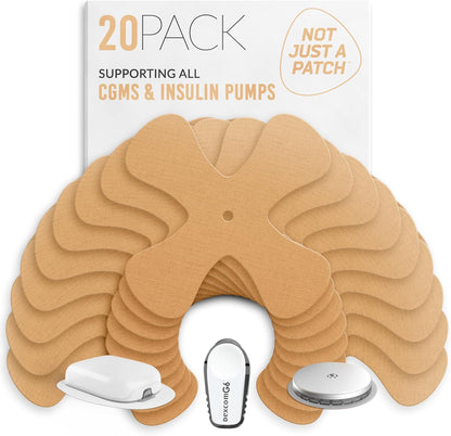 Not Just A Patch X-Patch CGM Sensor Patches (20 Pack) - Water Resistant Omnipod 5 Adhesive Patches - Durable for Active Lifestyle for 10-14 Days - Compatible with Dexcom G6, Libre 2 in Beige (Open Box) (Does not include devices)