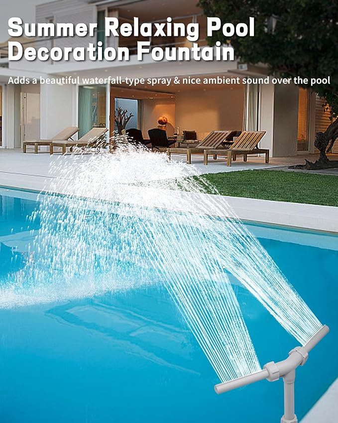 Swimming-Pool Waterfall-Fountain Water Fun Sprinkler - Dual Sprayer Multiple Spray Method, Pool Decoration Cascade Fountain for Above  In-ground Pools, Practical Pool Aerator Water Cooler Circulation