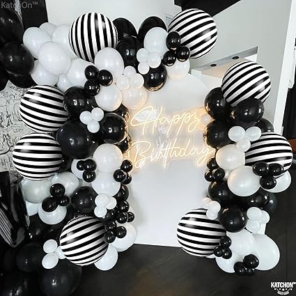 KatchOn, Big Black and White Stripe Balloons - 18 Inch, Pack of 10  Black and White Balloons Decorations  graduation balloons for Graduation Decorations 2025  Graduation Decorations Class of 2025