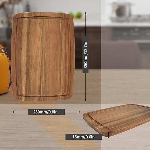 Acacia Wood Cutting Boards For Kitchen,Wooden Cutting Boards For Kitchen,Chopping Board With Deep Groove,Wood Cutting Boards 10"X14"