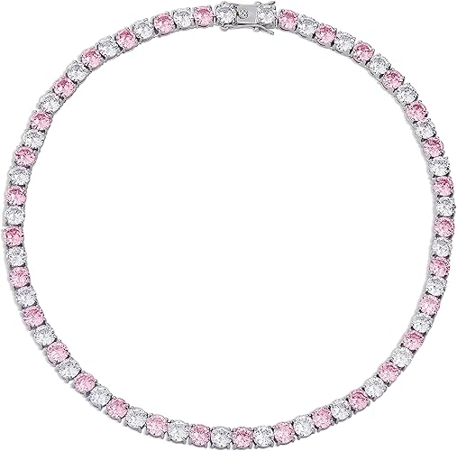 JINAO 6MM Tennis Chain Necklace 18k Gold Plated 1 Row Lab Simulated Diamond Iced Out Cubic Zirconia Chain Men's Hip hop Tennis Choker Necklace Chain for Men Women