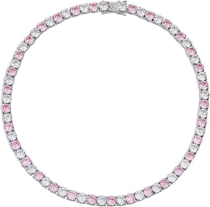 JINAO 6MM Tennis Chain Necklace 18k Gold Plated 1 Row Lab Simulated Diamond Iced Out Cubic Zirconia Chain Men's Hip hop Tennis Choker Necklace Chain for Men Women