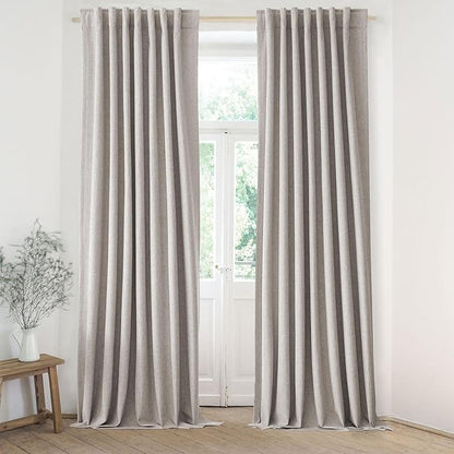 UHITECH 100 Blackout Curtains for Living RoomBedroom Black Out Curtain 90 Inches Length 2 Panels Set Natural Linen Thermal Insulated Drapes Back TabRod Pocket 7.5ft