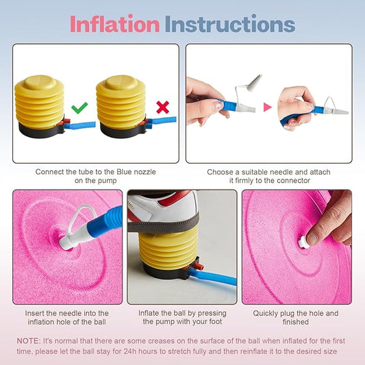 Exercise Ball, Extra Thick Yoga Ball for Workout Pregnancy Stability, 4 Sizes Anti-Burst Balance Ball with Foot Pump - Heavy Duty Fitness Ball Chair for Office, Home  Gym